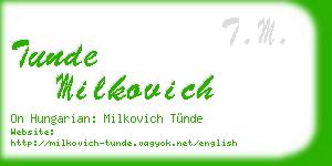 tunde milkovich business card
